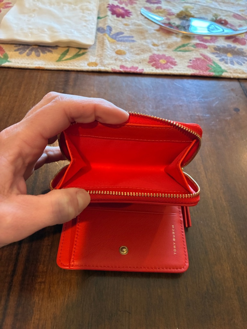 Tory Burch Bright orange Zip-Around Wallet with Logo Medallion - Picture 5 of 9